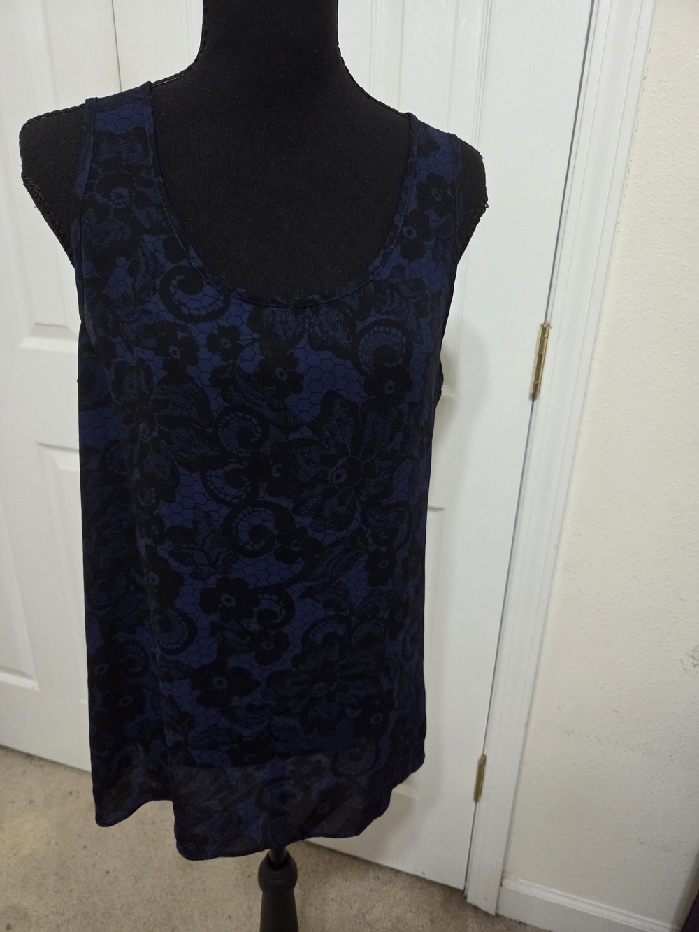 Express Navy and Black Floral Sleeveless Tank